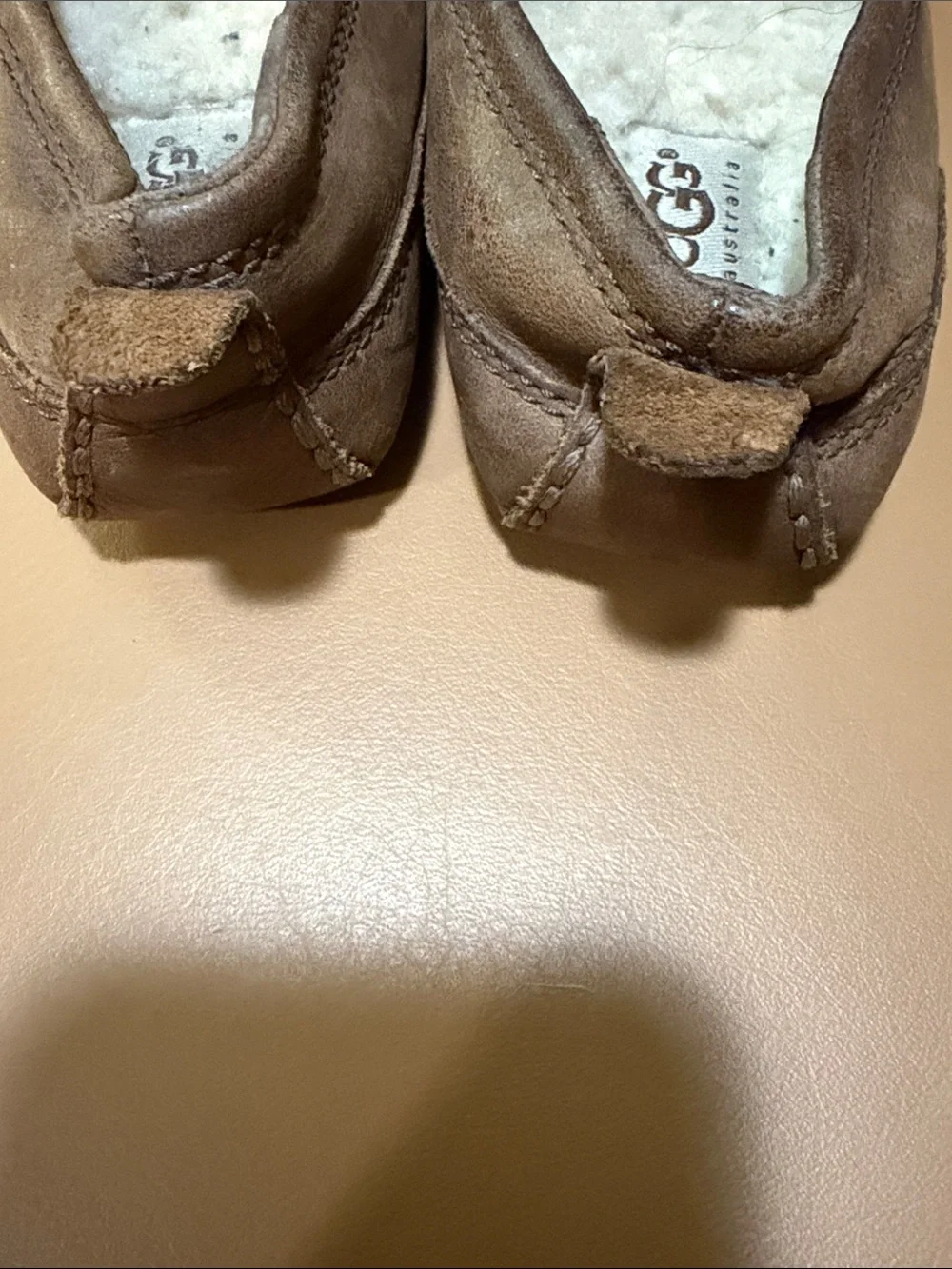 UGG Kid’s Chestnut Suede Slip-On Moccasins with Shearling